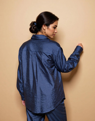 Navy Edge solid viscose Shirt