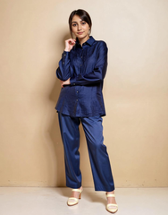 Navy Edge solid viscose Shirt