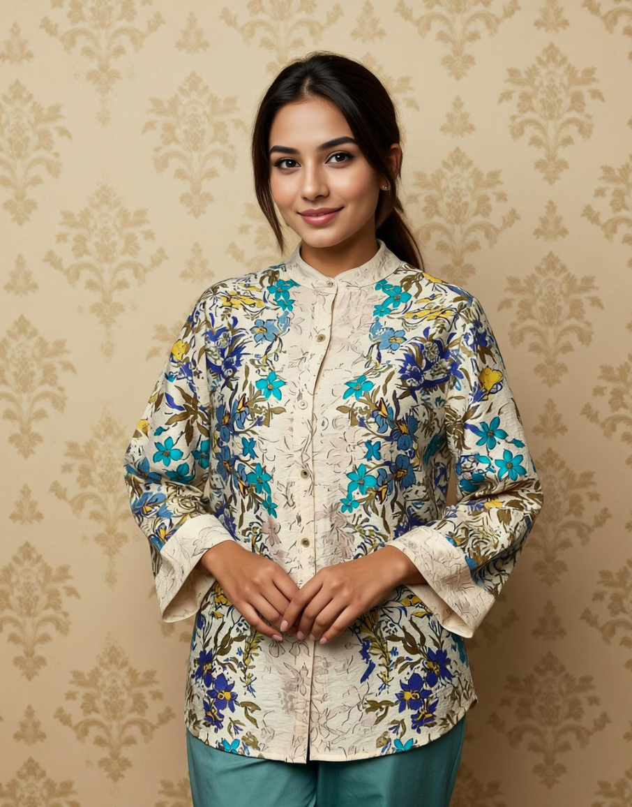 Petal Pop Printed Viscose Shirt