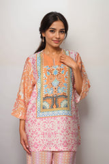 Petal Pink Viscose Printed Co-ord Set