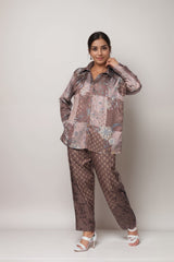 Cocoa Blush Linen Printed  Co-ord Set