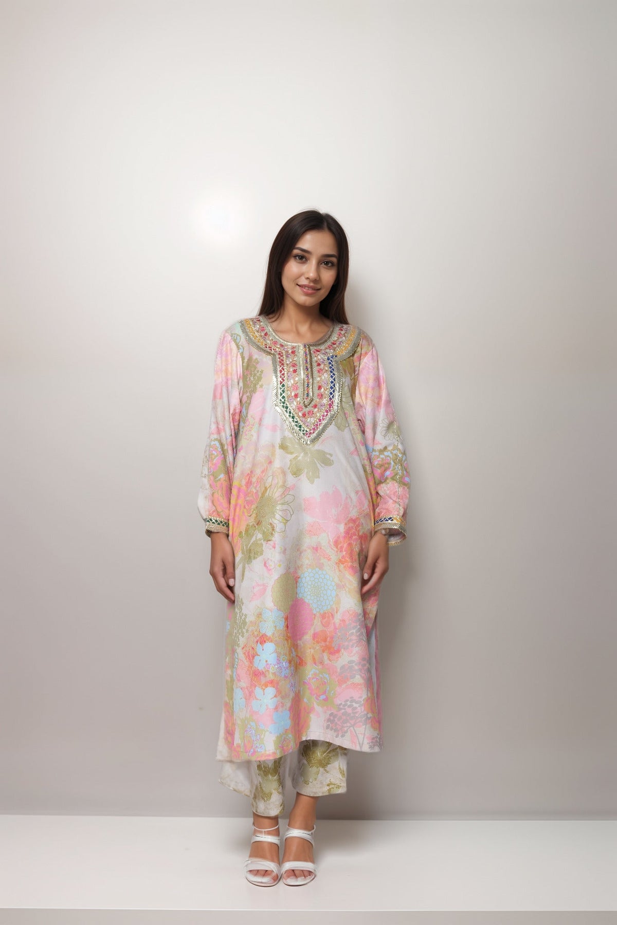 Mint Whisper Viscose Value Added  Kurta Set