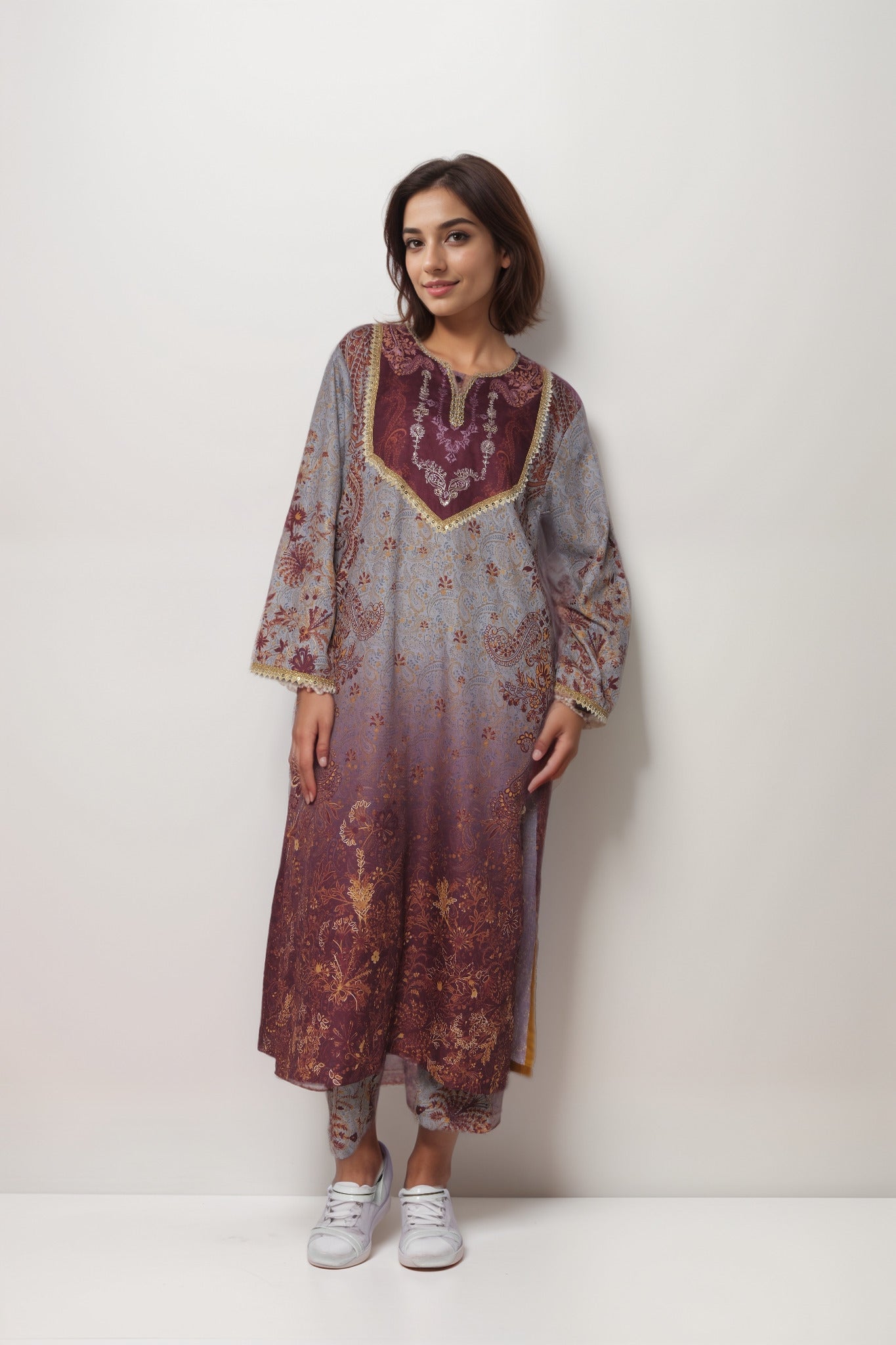 Sangria Splendor Linen Value Added Kurta Set