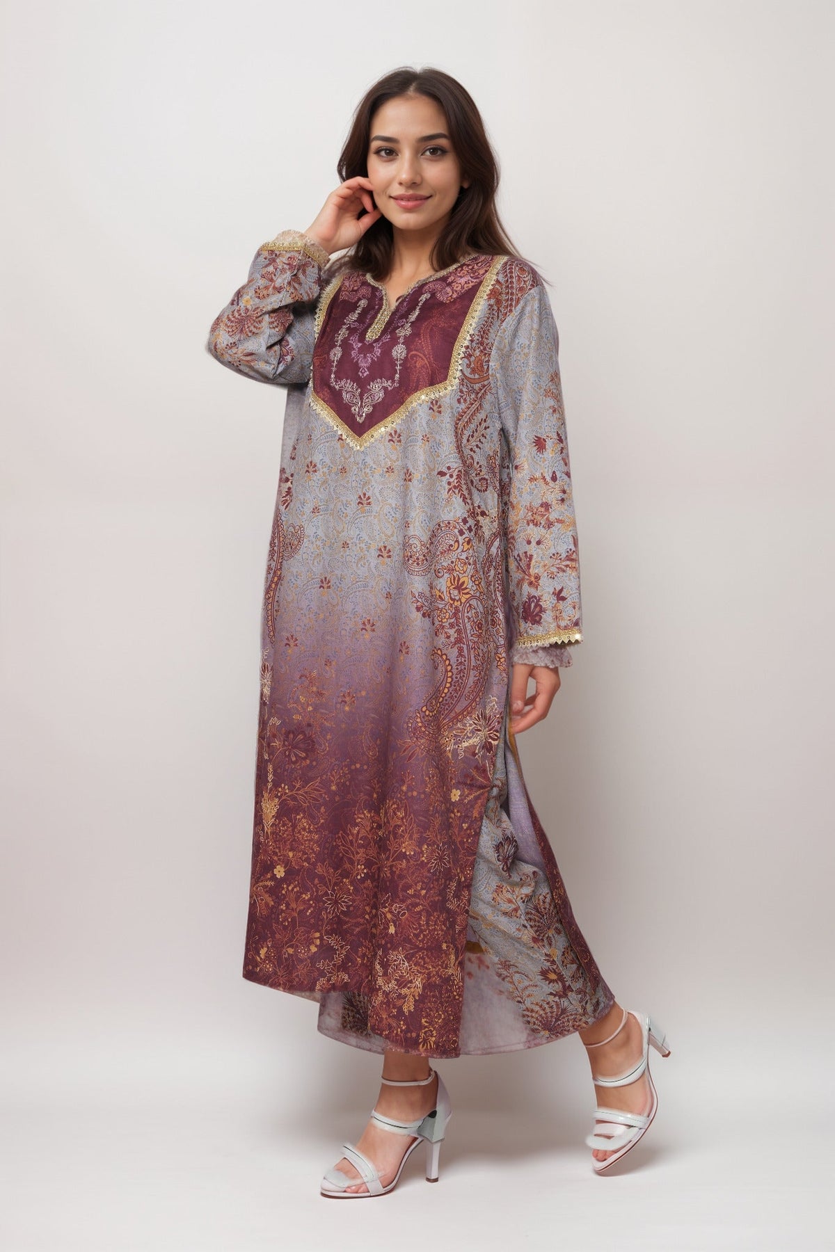 Sangria Splendor Linen Value Added Kurta Set