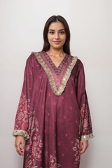 Wine Whisper Viscose Value Added  Kurta Set