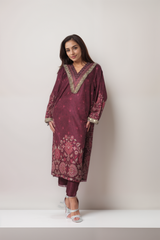 Wine Whisper Viscose Value Added  Kurta Set