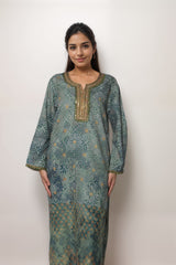Emerald Bloom Linen Value Added Kurta Set