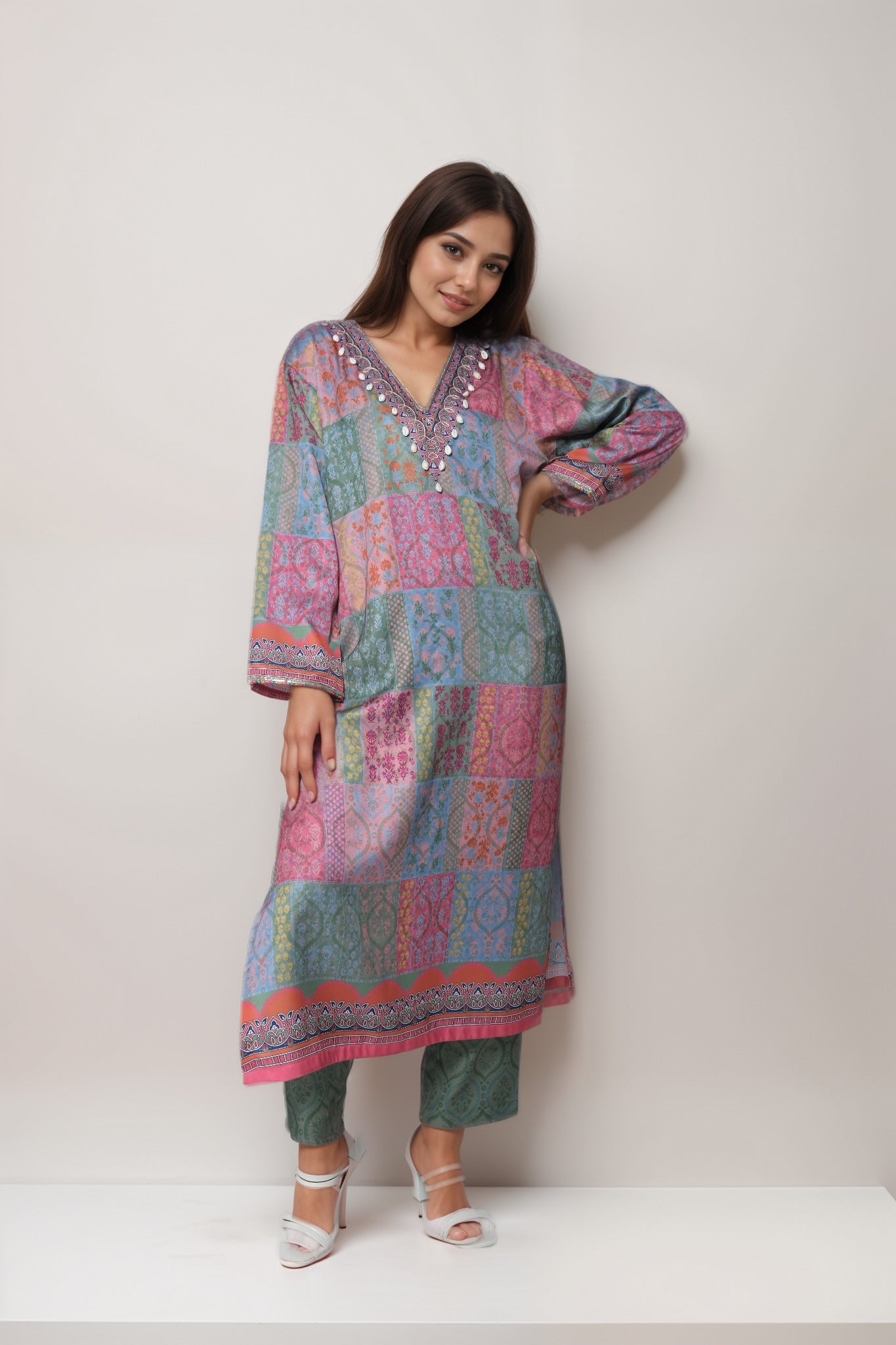 Frosted Mint Satin Value Added Kurta Set