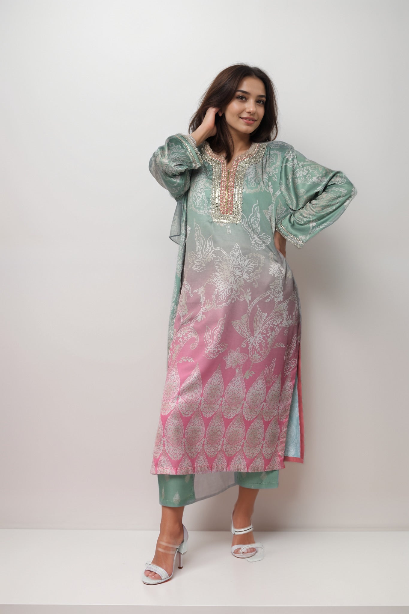 Pastel Dew Satin Value Added Kurta Set