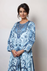 Sky Whisper Satin Printed Kurta Set