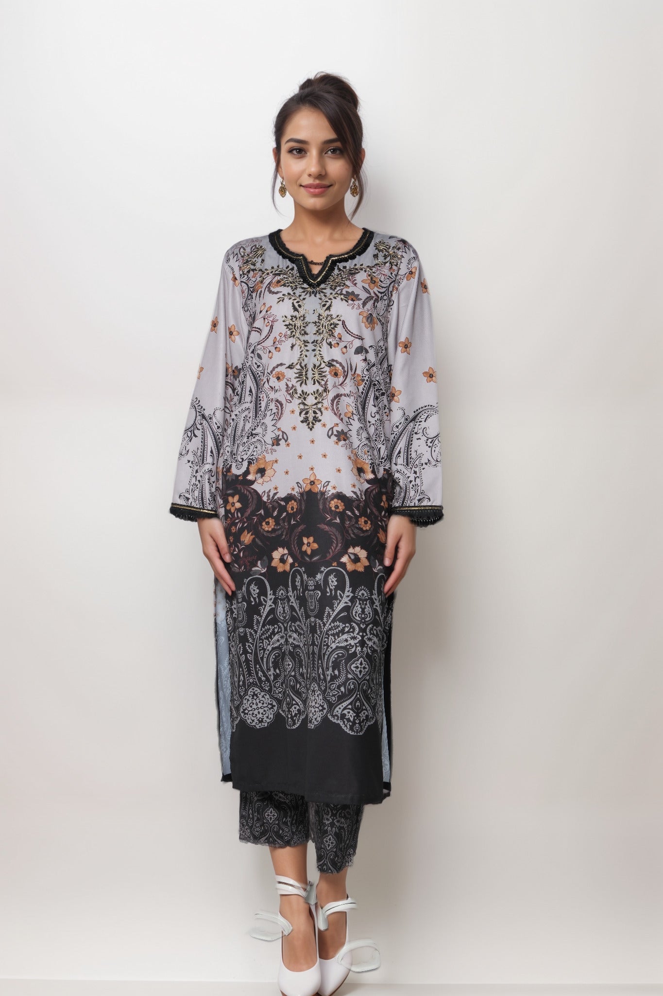 Twilight Petals Viscose Value Added Kurta Set