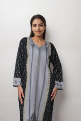 Moonlit Noir Linen Value Added  Kurta Set