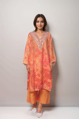 Tangerine Glow Satin Value Added Kurta Set