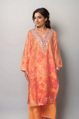 Tangerine Glow Satin Value Added Kurta Set